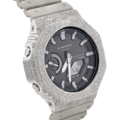 G-Shock GA2100 4.6CT Natural Diamond White Bezel Gray Band Watch - Elite Jewelers-Luxury Watch