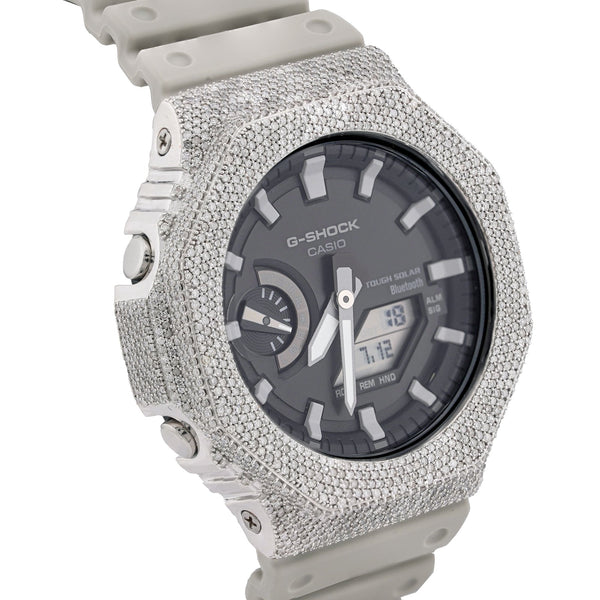 G-Shock GA2100 4.6CT Natural Diamond White Bezel Gray Band Watch - Elite Jewelers-Luxury Watch