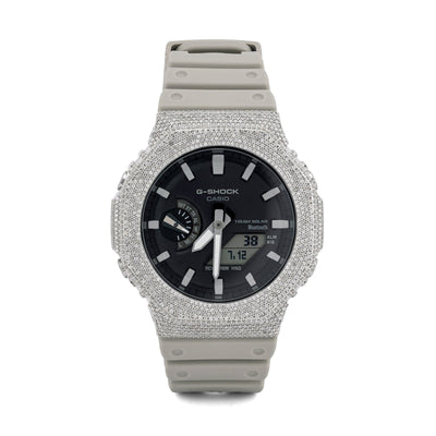 G-Shock GA2100 4.6CT Natural Diamond White Bezel Gray Band Watch - Elite Jewelers-Luxury Watch