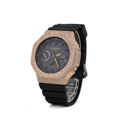 G-Shock GA2100 4.6CT Natural Diamond Yellow Bezel Yellow Dial Watch - Elite Jewelers-Luxury Watch