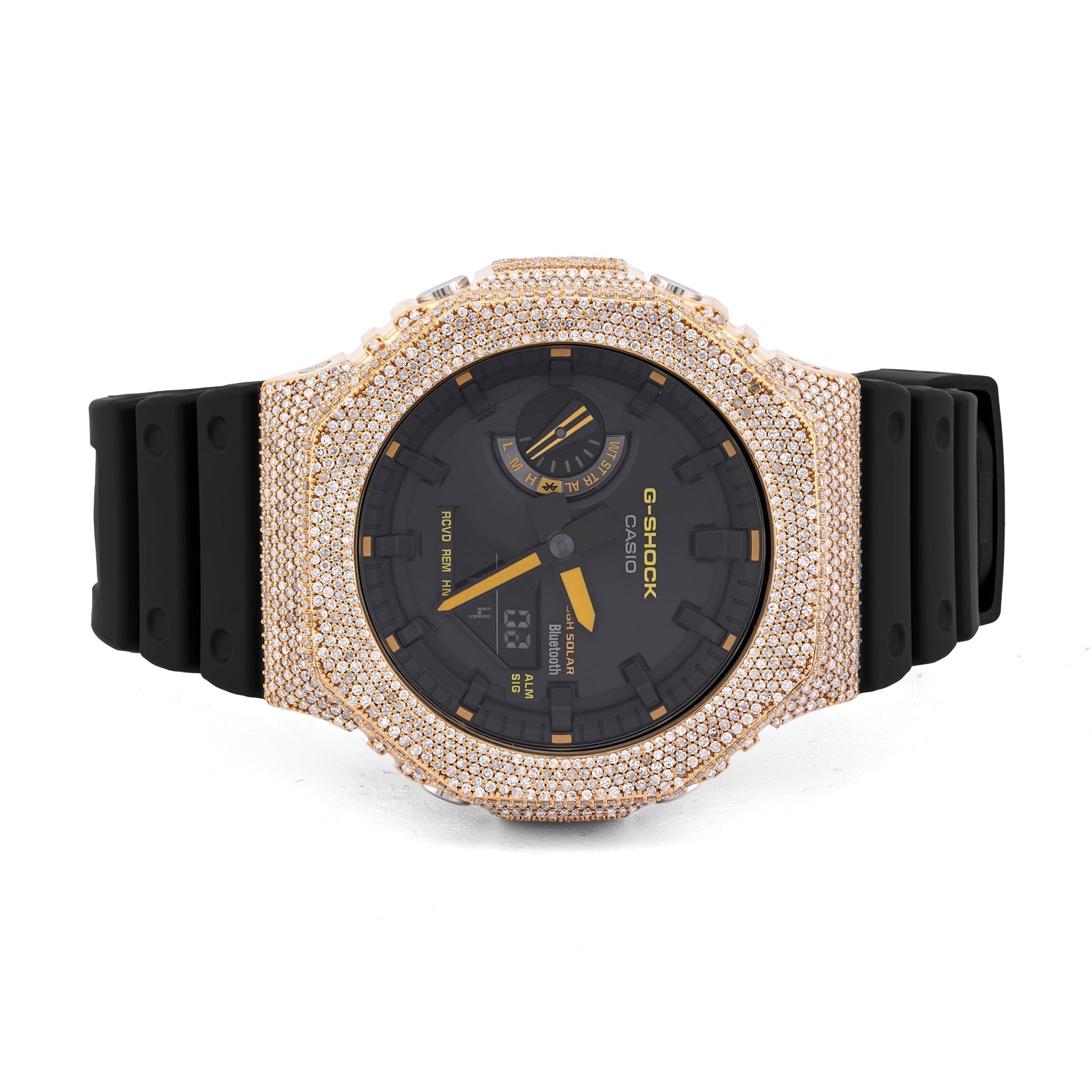 G-Shock GA2100 4.6CT Natural Diamond Yellow Bezel Yellow Dial Watch - Elite Jewelers-Luxury Watch