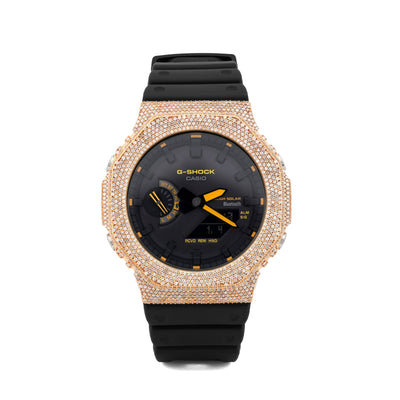 G-Shock GA2100 4.6CT Natural Diamond Yellow Bezel Yellow Dial Watch - Elite Jewelers-Luxury Watch