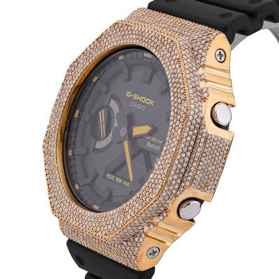 G-Shock GA2100 4.6CT Natural Diamond Yellow Bezel Yellow Dial Watch - Elite Jewelers-Luxury Watch