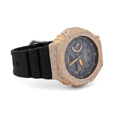 G-Shock GA2100 4.6CT Natural Diamond Yellow Bezel Yellow Dial Watch - Elite Jewelers-Luxury Watch
