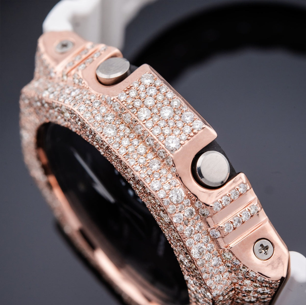 G-Shock GA2100 Custom Iced-Out G-Shock with Rose Gold Bezel 7.50 CTW ...