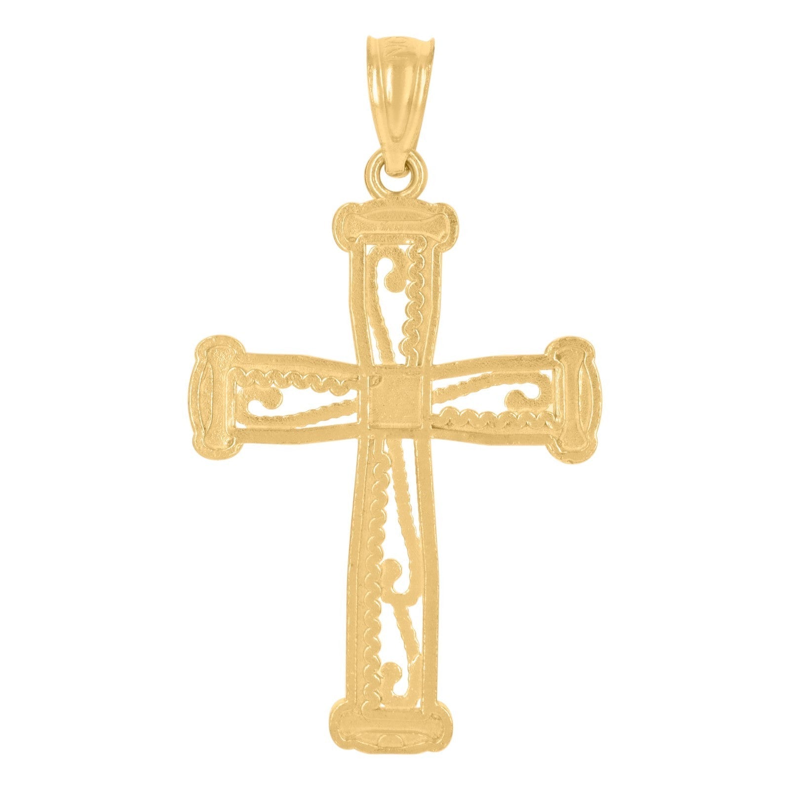 Genuine 10k Yellow & White Gold Unisex Cross Religious 1.3gms Pendant - Elite Jewelers - Charms & Pendants