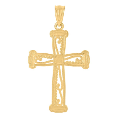 Genuine 10k Yellow & White Gold Unisex Cross Religious 1.3gms Pendant - Elite Jewelers - Charms & Pendants