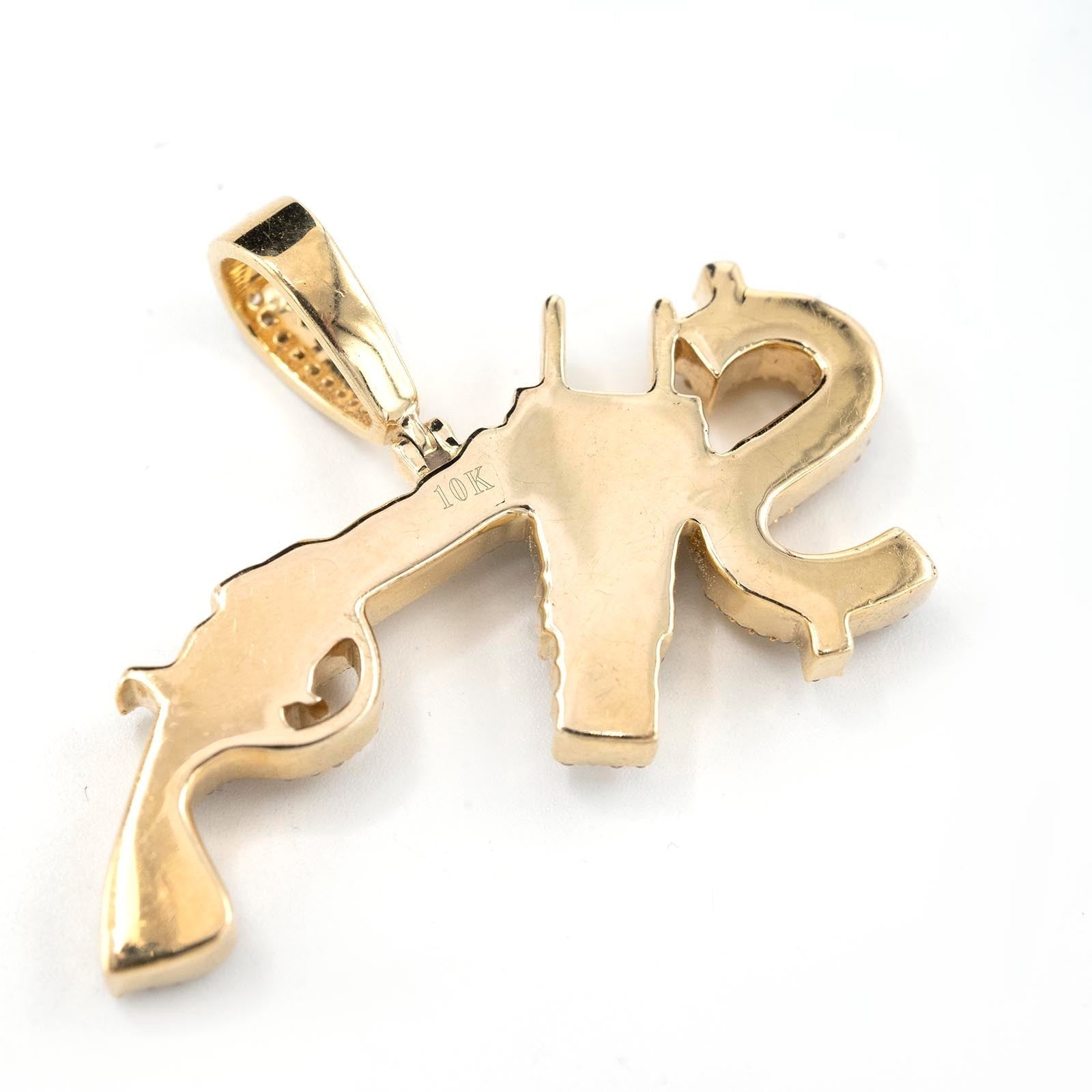 ICED 10k Yellow Gold 1.3CTW Natural Diamond $, Plug & Gun Pendant Mens 10g Charm - Elite Jewelers - Charms & Pendants