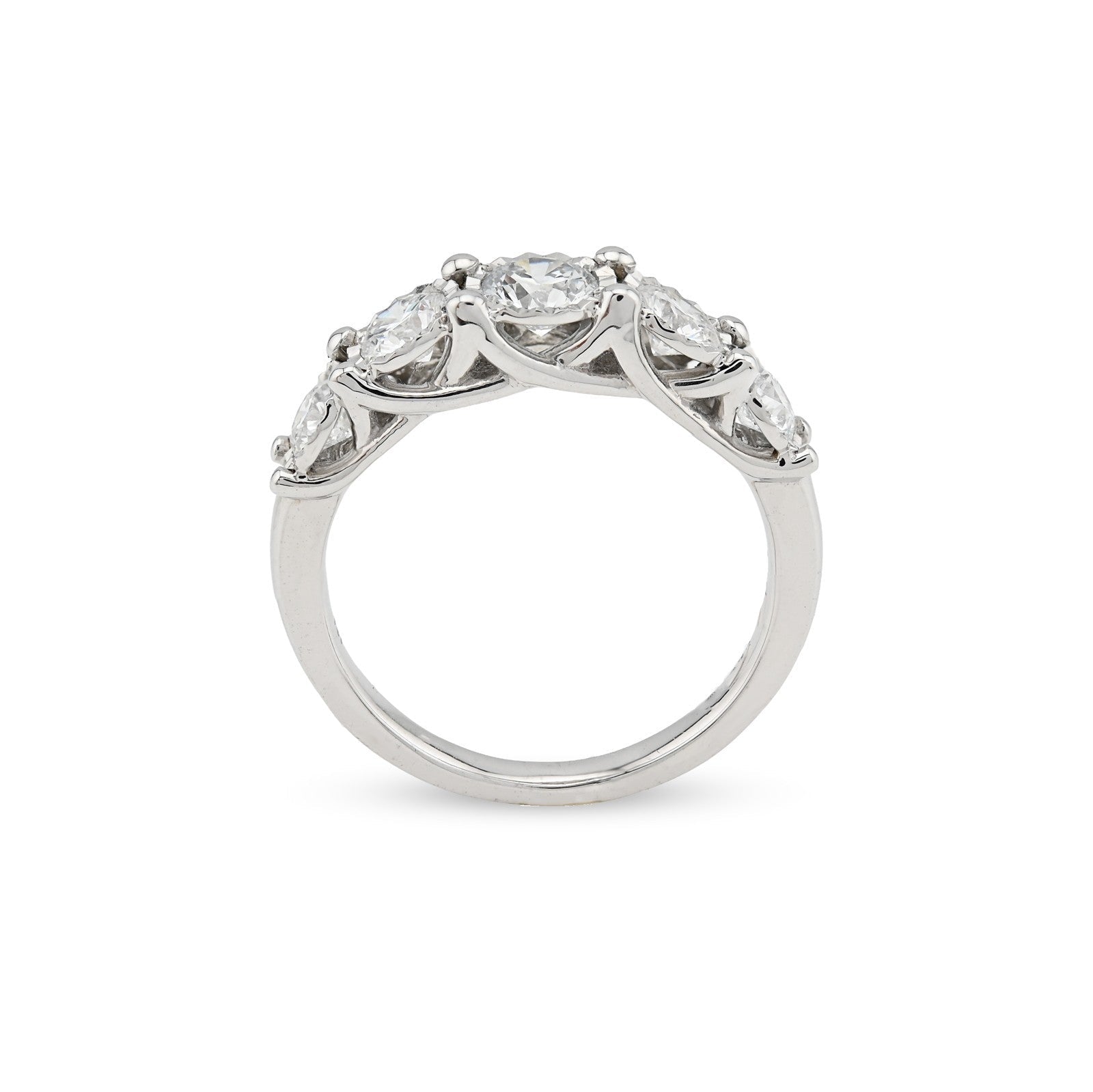 Ladies 925 Sterling Silver 1CTW Lab Round Diamond 5 - Stone Anniversary Band Ring - Elite Jewelers - Rings