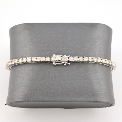 Men 3MM 10k White Gold 11.2g 5.5CTW Natural Round Diamond Tennis Bracelet 7 Inch - Elite Jewelers - Bracelets