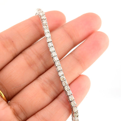 Men 3MM 10k White Gold 11.2g 5.5CTW Natural Round Diamond Tennis Bracelet 7 Inch - Elite Jewelers - Bracelets