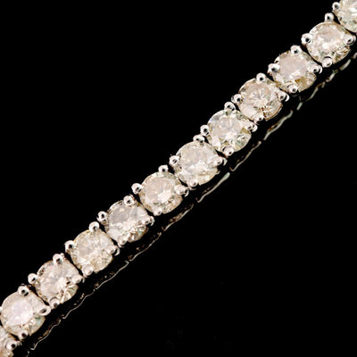 Men 3MM 10k White Gold 11.2g 5.5CTW Natural Round Diamond Tennis Bracelet 7 Inch - Elite Jewelers - Bracelets