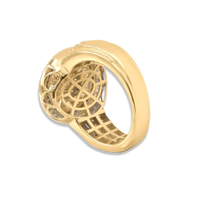 Mens 10k Yellow Gold 2.1CTW Lab Grown Round/Baguette Diamond Circle Ring Size 10 - Elite Jewelers - Rings