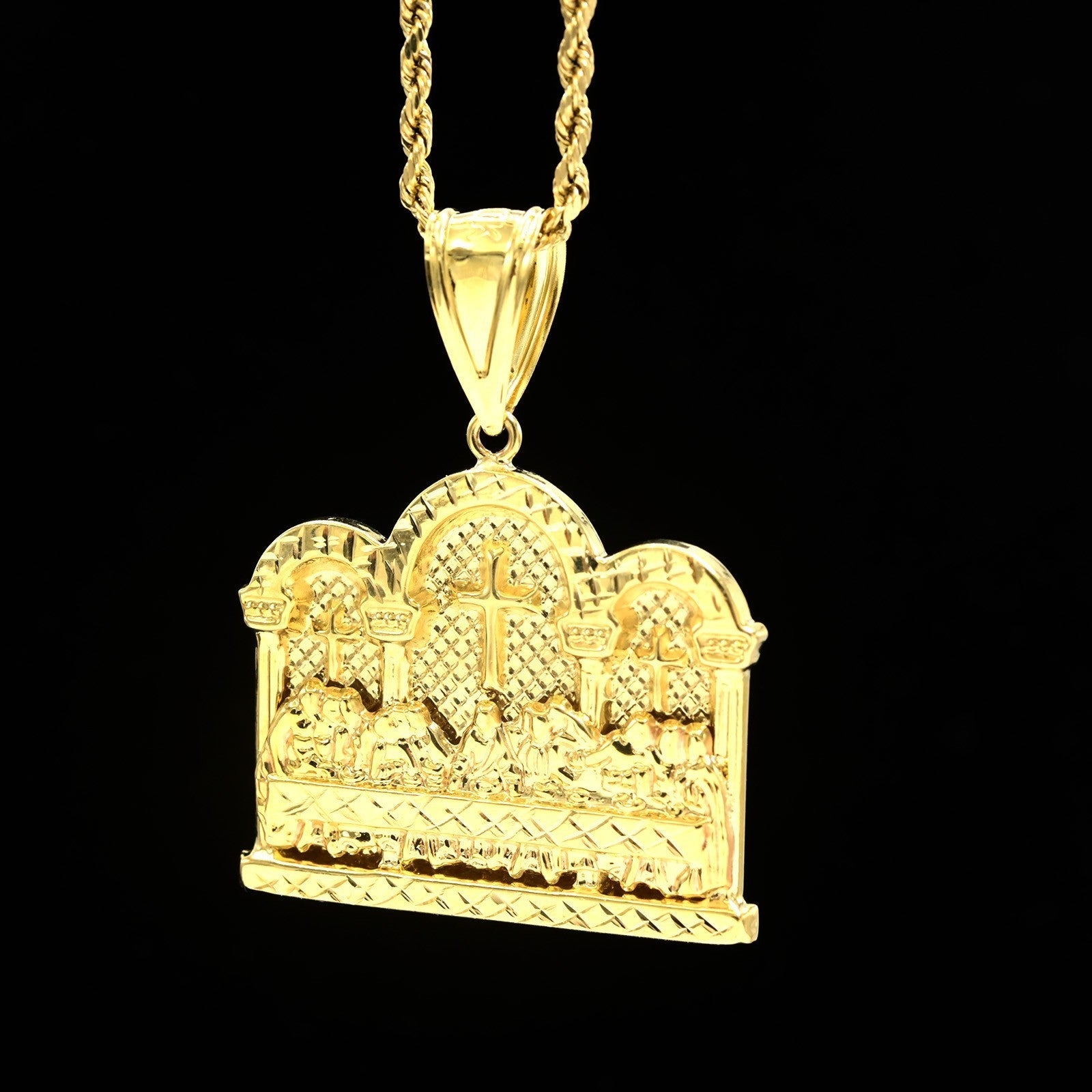 Mens 10k Yellow Gold Apostles Last Supper Pendant 5.7g Religious Charm For Chain - Elite Jewelers - Charms & Pendants