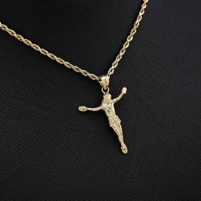 Mens 10k Yellow Gold Jesus Crucifix Religious Pendant 2g Charm - Elite Jewelers - Charms & Pendants