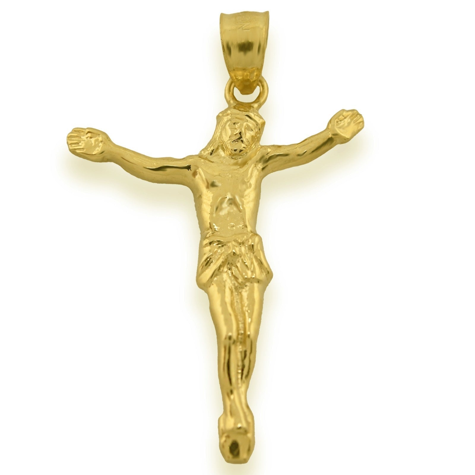 Mens 10k Yellow Gold Jesus Crucifix Religious Pendant 2g Charm - Elite Jewelers - Charms & Pendants