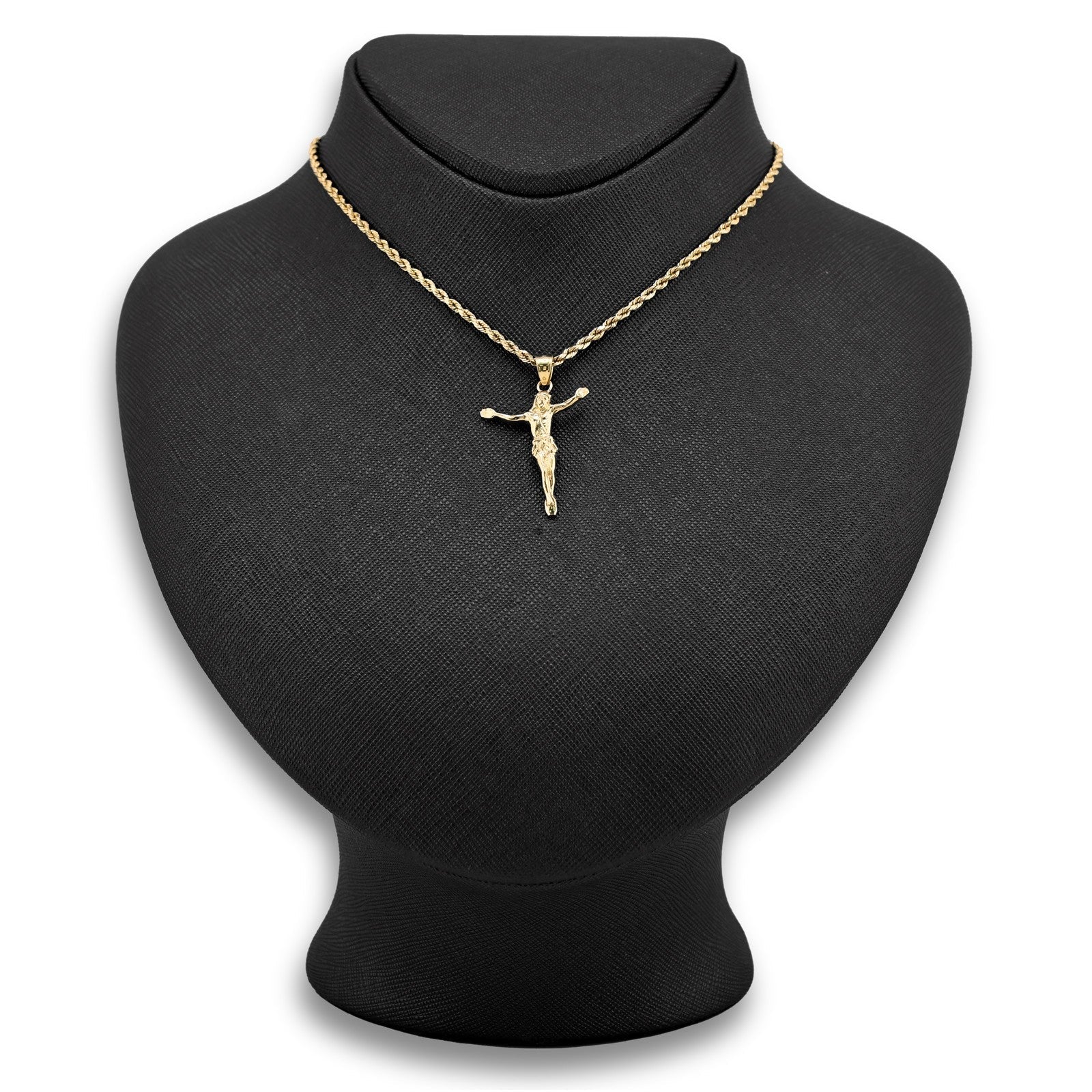 Mens 10k Yellow Gold Jesus Crucifix Religious Pendant 2g Charm - Elite Jewelers - Charms & Pendants