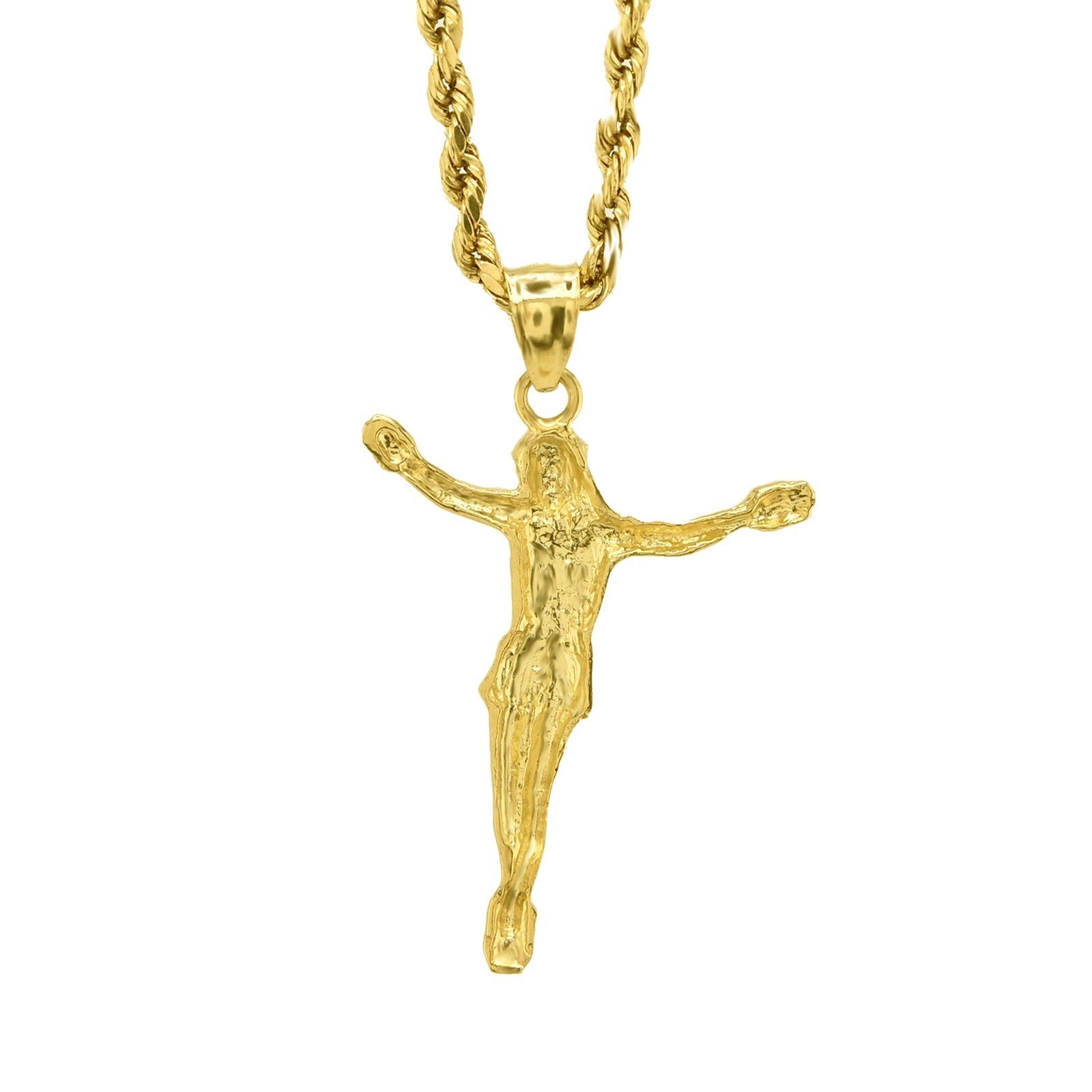 Mens 10k Yellow Gold Jesus Crucifix Religious Pendant 2g Charm - Elite Jewelers - Charms & Pendants