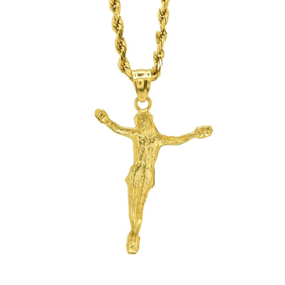 Mens 10k Yellow Gold Jesus Crucifix Religious Pendant 2g Charm - Elite Jewelers - Charms & Pendants