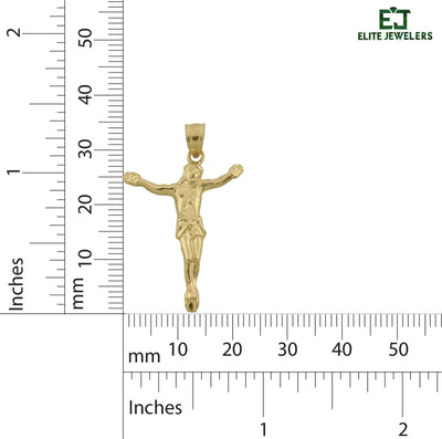 Mens 10k Yellow Gold Jesus Crucifix Religious Pendant 2g Charm - Elite Jewelers - Charms & Pendants
