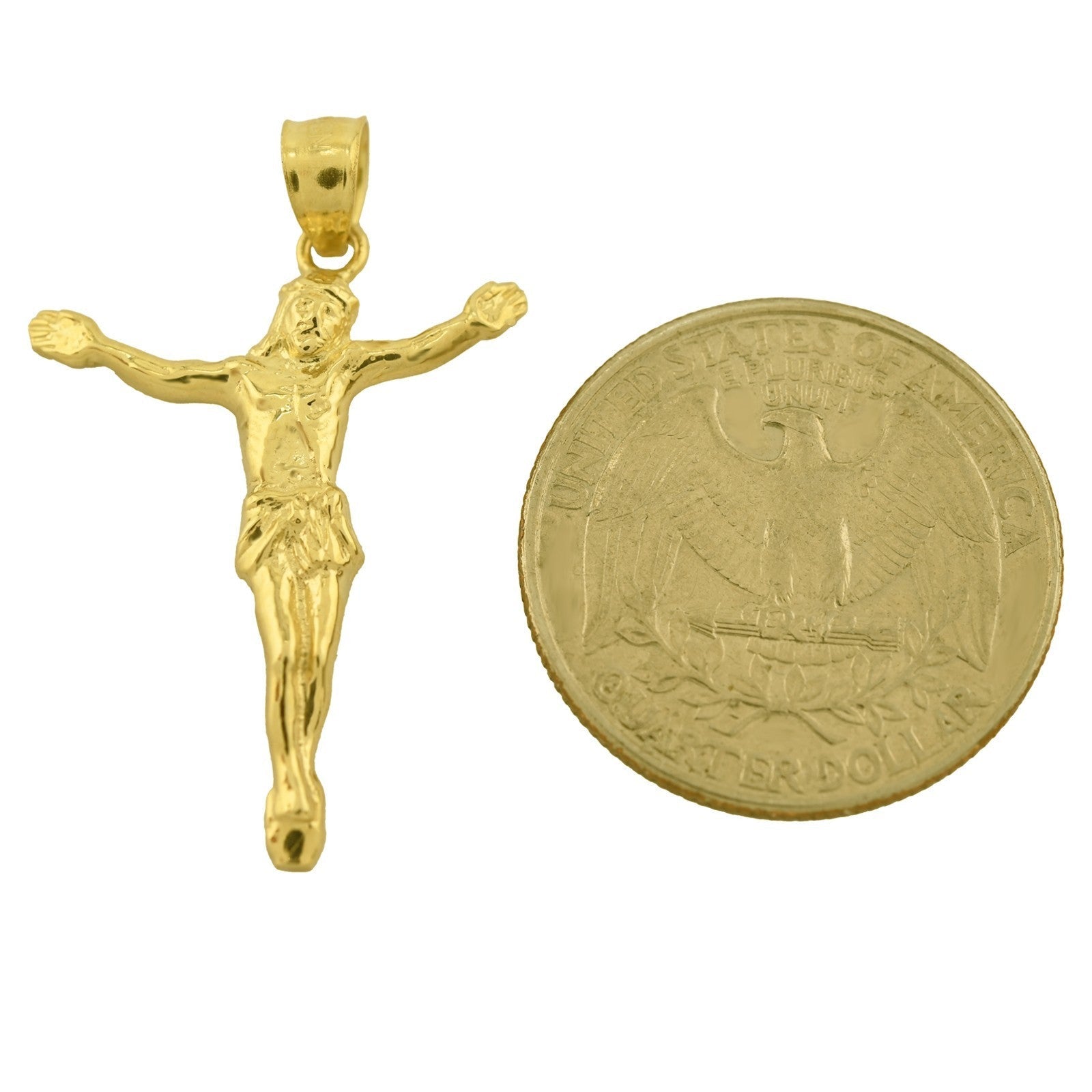 Mens 10k Yellow Gold Jesus Crucifix Religious Pendant 2g Charm - Elite Jewelers - Charms & Pendants