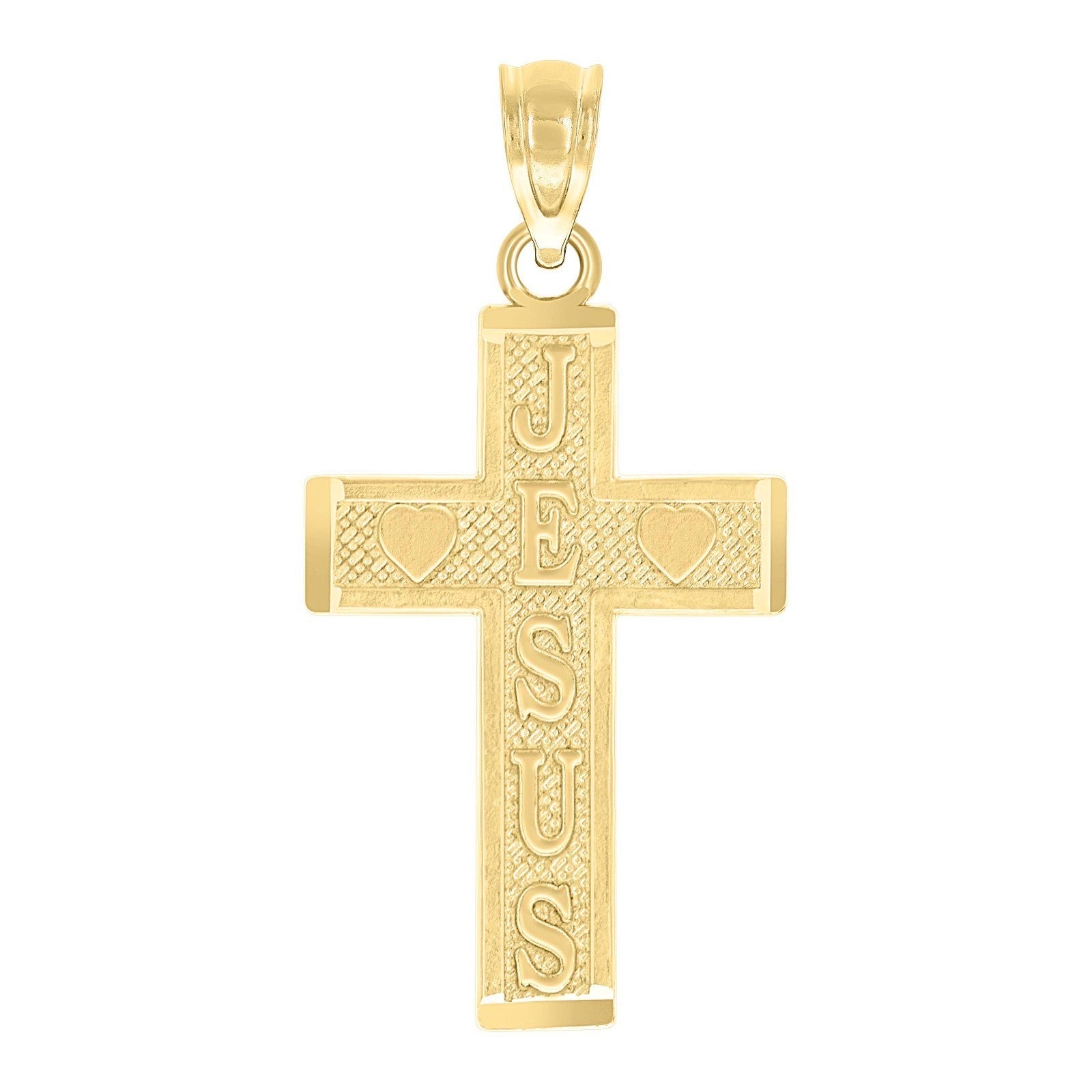 Mens 10k Yellow Gold Textured Our Jesus Lord Religious Charm 0.9gms Pendant - Elite Jewelers - Charms & Pendants
