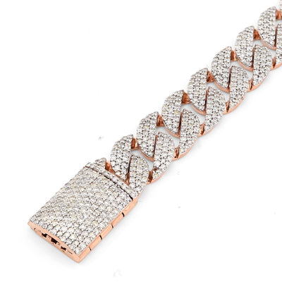 Mens 10MM 10k Rose Gold 26.2g 6.32CTW Natural Diamond Cuban Link Bracelet 8 Inch - Elite Jewelers - Bracelets