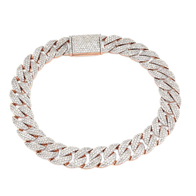 Mens 10MM 10k Rose Gold 26.2g 6.32CTW Natural Diamond Cuban Link Bracelet 8 Inch - Elite Jewelers - Bracelets