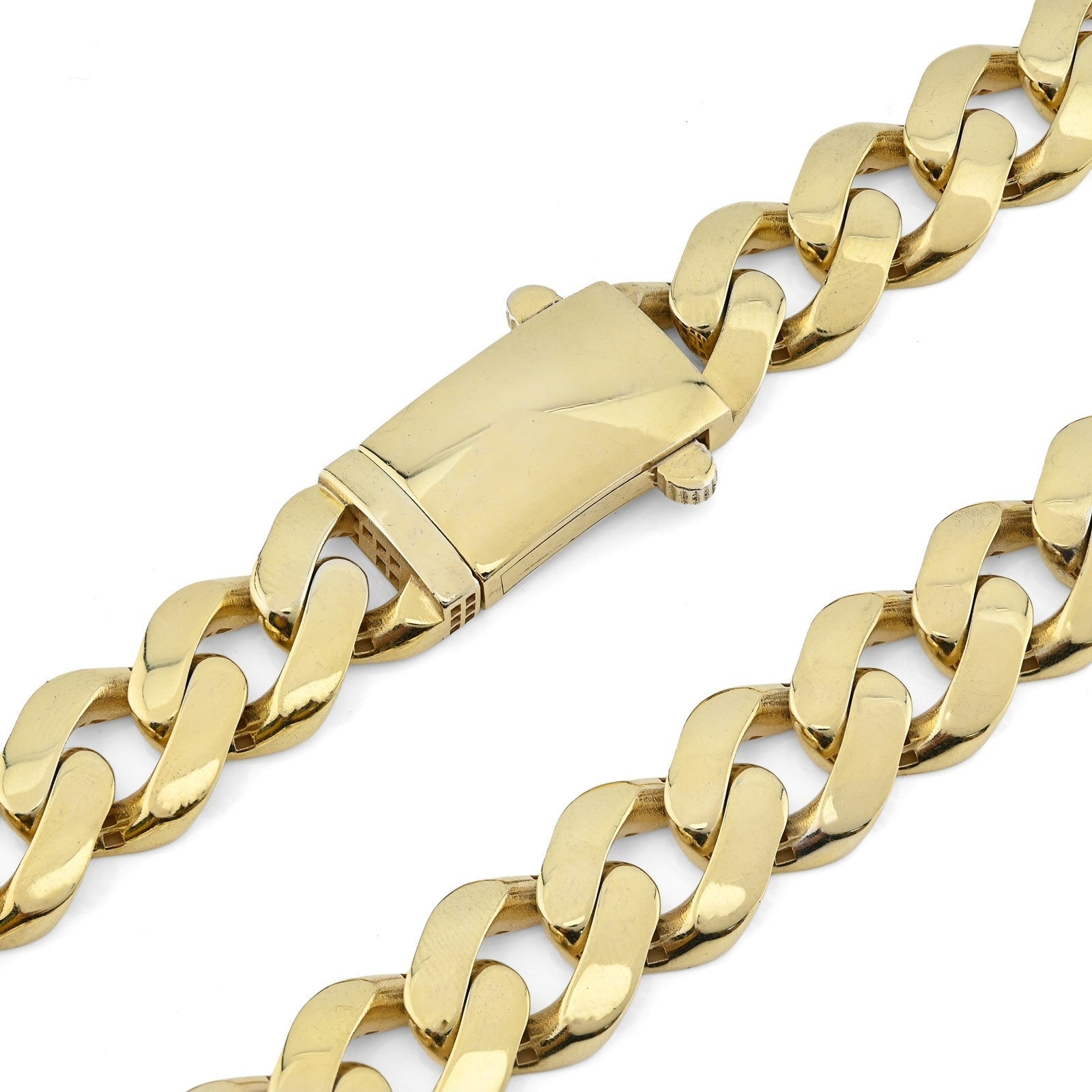 Mens 13MM Cuban Link Chain 1/10th 10k Yellow Gold Bonded 925 24In 45.9g Necklace - Elite Jewelers - Necklaces & Chains