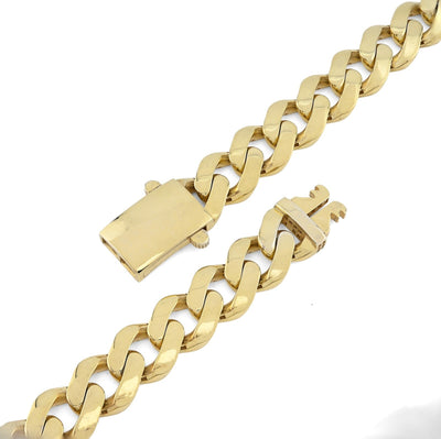 Mens 13MM Cuban Link Chain 1/10th 10k Yellow Gold Bonded 925 24In 45.9g Necklace - Elite Jewelers - Necklaces & Chains