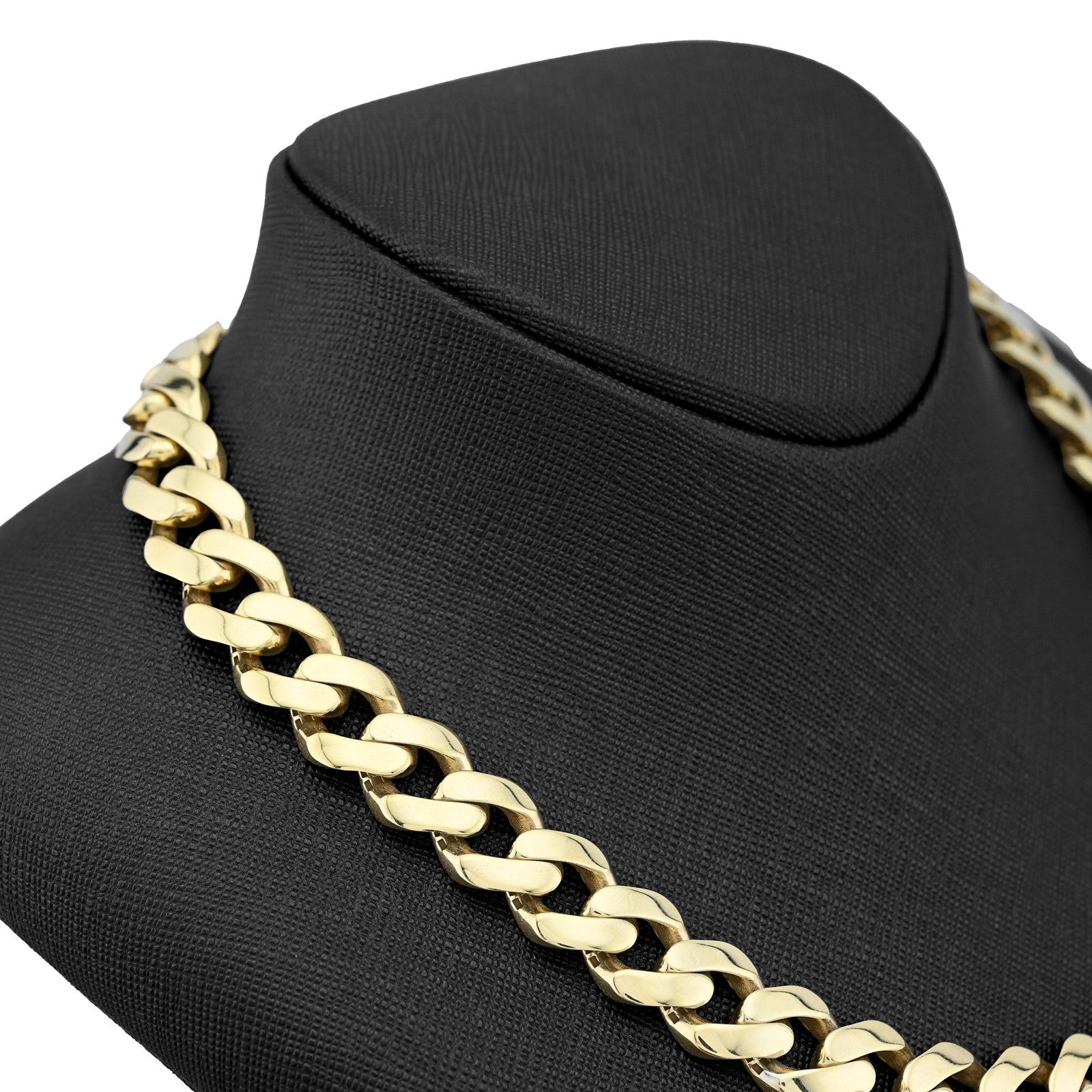 Mens 13MM Cuban Link Chain 1/10th 10k Yellow Gold Bonded 925 24In 45.9g Necklace - Elite Jewelers - Necklaces & Chains
