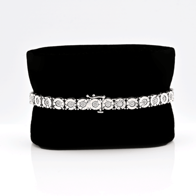 Mens 5MM 925 Sterling Silver 13.5gms 0.8CTW Natural Diamond 8In Tennis Bracelet - Elite Jewelers - Bracelets