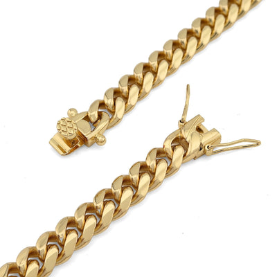 Mens 8MM Stainless Steel 14K Gold Plated Cuban Link Chain 20 Inches 59.9gms Necklace - Elite Jewelers - Necklaces & Chains