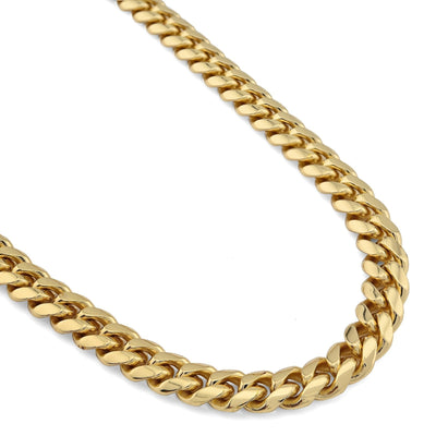 Mens 8MM Stainless Steel 14K Gold Plated Cuban Link Chain 20 Inches 59.9gms Necklace - Elite Jewelers - Necklaces & Chains