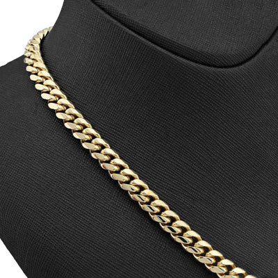 Mens 8MM Stainless Steel 14K Gold Plated Cuban Link Chain 20 Inches 59.9gms Necklace - Elite Jewelers - Necklaces & Chains