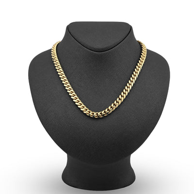 Mens 8MM Stainless Steel 14K Gold Plated Cuban Link Chain 20 Inches 59.9gms Necklace - Elite Jewelers - Necklaces & Chains