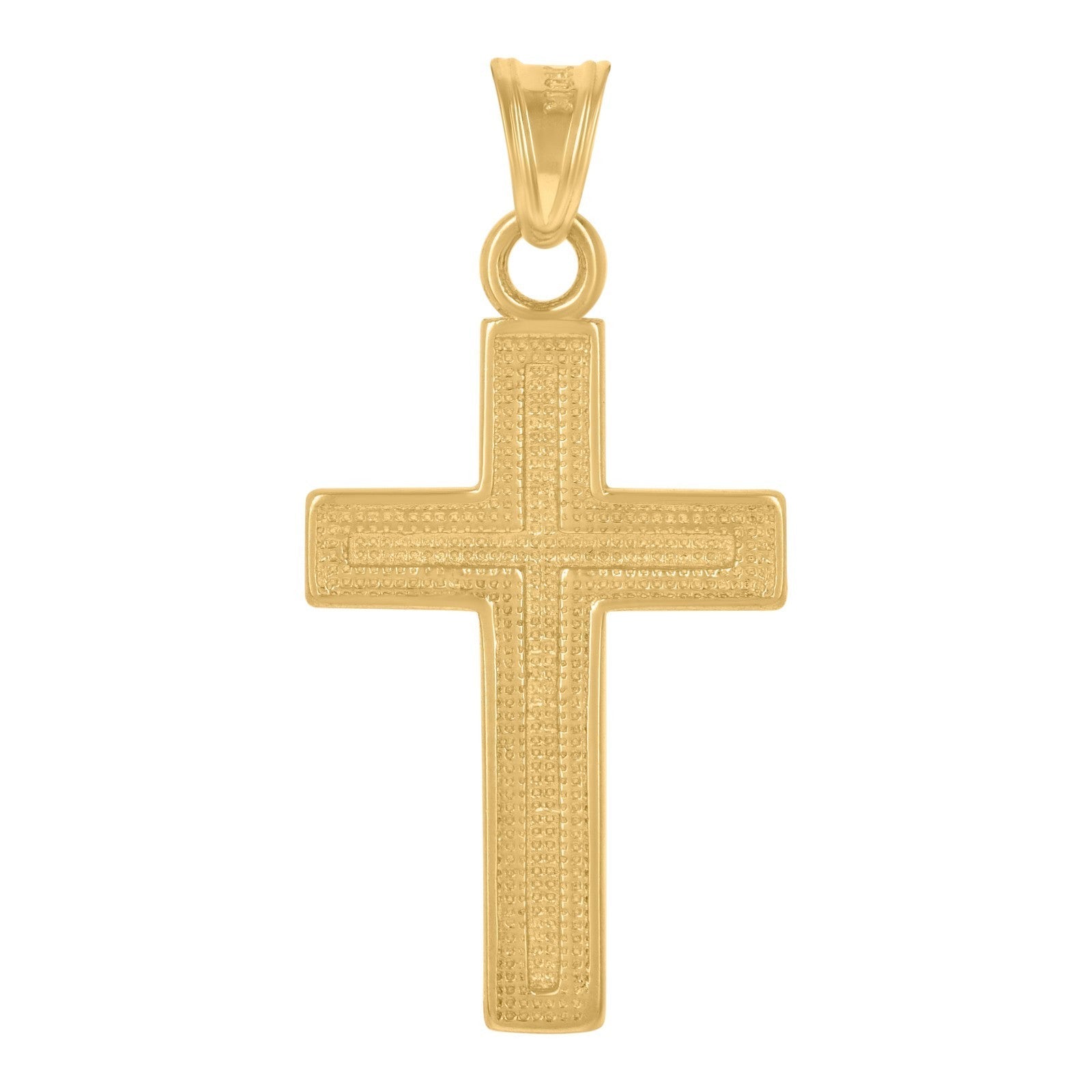 Mens Diamond - Cut Style 10k Yellow Gold Cross Religious Charm 1.3gms Pendant - Elite Jewelers - Charms & Pendants