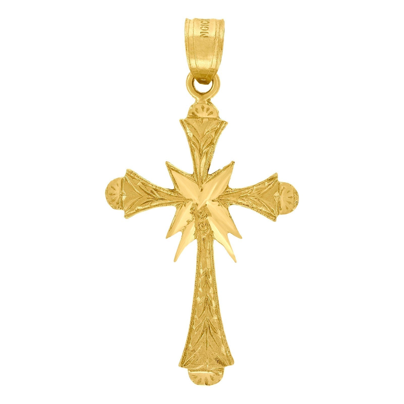 Mens Womens Textured 10k Yellow Gold Cross Religious 1.4gms Charm Pendant - Elite Jewelers - Charms & Pendants