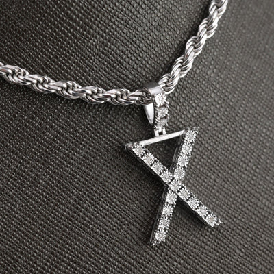 Plated 925 Sterling Silver Natural Diamond Pendant 2 grams Charm A to Z Initials - Elite Jewelers - Charms & Pendants