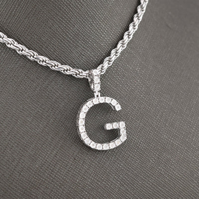 Plated 925 Sterling Silver Natural Diamond Pendant 2 grams Charm A to Z Initials - Elite Jewelers - Charms & Pendants