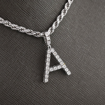 Plated 925 Sterling Silver Natural Diamond Pendant 2 grams Charm A to Z Initials - Elite Jewelers - Charms & Pendants