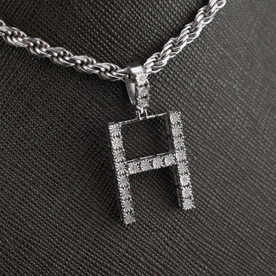 Plated 925 Sterling Silver Natural Diamond Pendant 2 grams Charm A to Z Initials - Elite Jewelers - Charms & Pendants