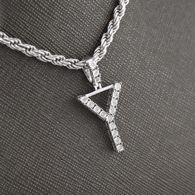 Plated 925 Sterling Silver Natural Diamond Pendant 2 grams Charm A to Z Initials - Elite Jewelers - Charms & Pendants