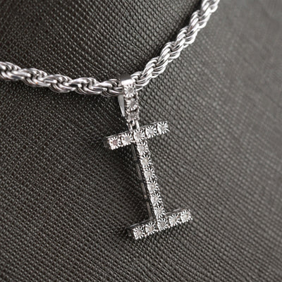 Plated 925 Sterling Silver Natural Diamond Pendant 2 grams Charm A to Z Initials - Elite Jewelers - Charms & Pendants