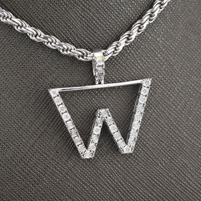 Plated 925 Sterling Silver Natural Diamond Pendant 2 grams Charm A to Z Initials - Elite Jewelers - Charms & Pendants