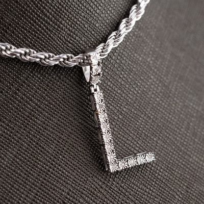 Plated 925 Sterling Silver Natural Diamond Pendant 2 grams Charm A to Z Initials - Elite Jewelers - Charms & Pendants