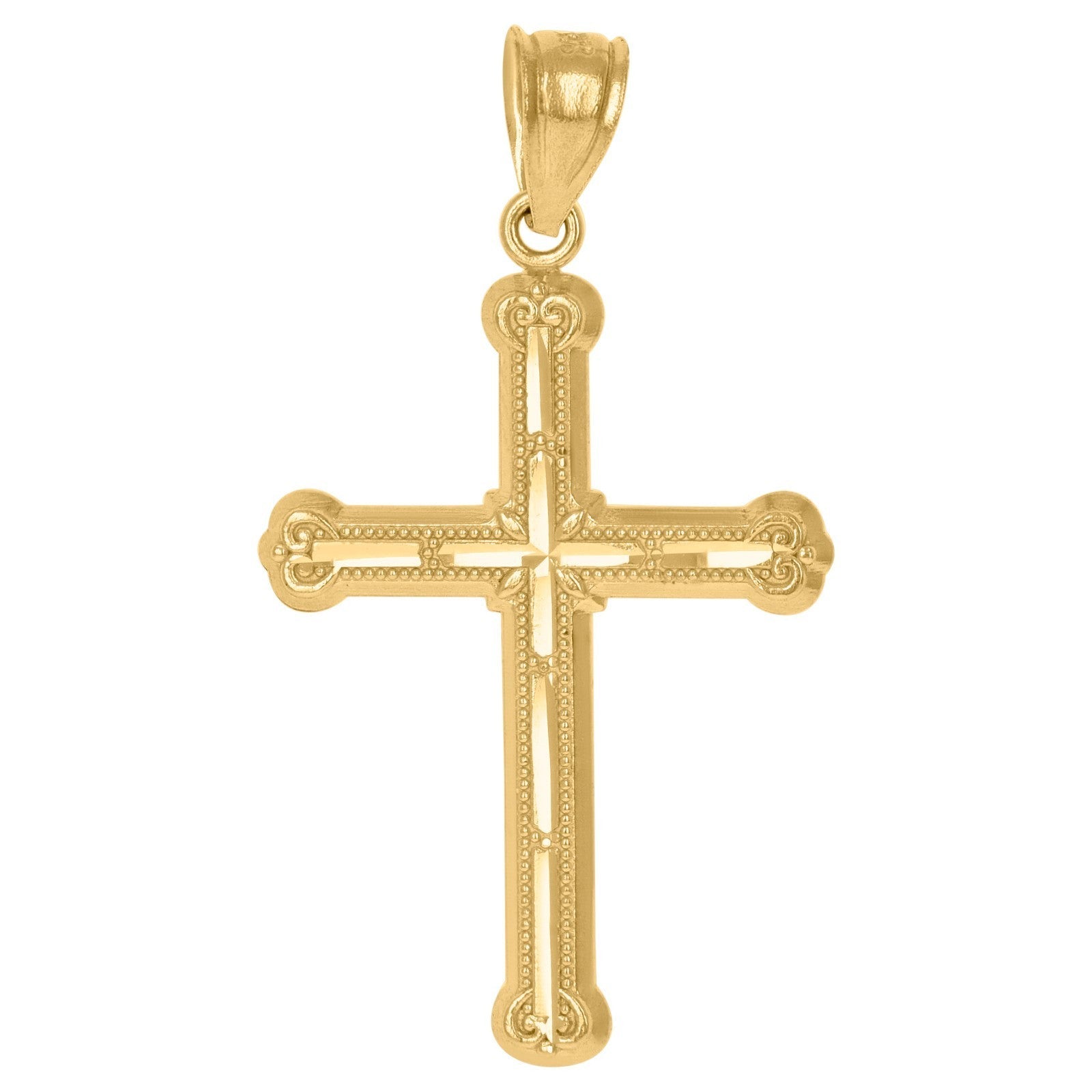 Polished Unisex Adults 10k Yellow Gold 1.2gms Cross Religious Charm Pure Pendant - Elite Jewelers - Charms & Pendants