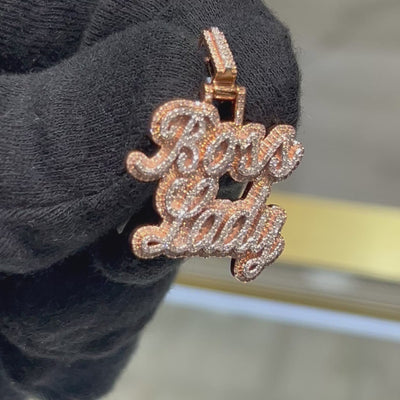 10k Rose Gold 1.12CTW Natural Diamond "Boss Lady" Pendant 8.2gms Womens Charm