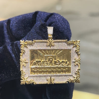 10k Yellow Gold 0.8CTW Natural Diamond Last Supper Apostles Pendant 14.7g Charm