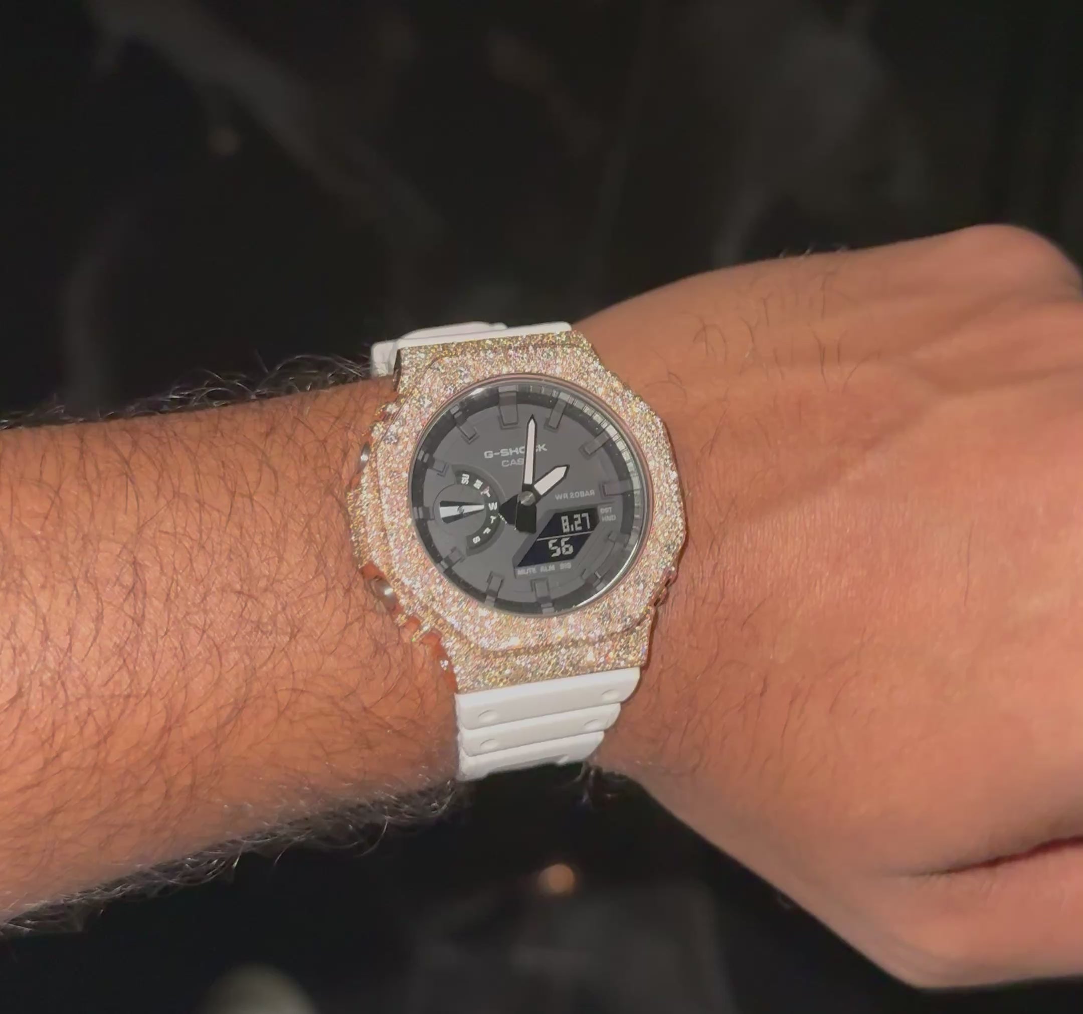 G-Shock GA2100 Custom Iced-Out with Rose Gold Diamond Setting